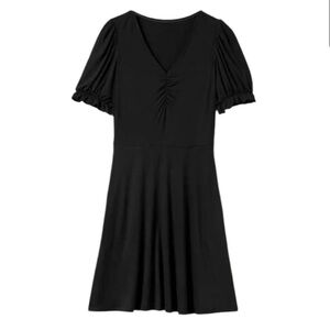NWT Boden Black V-neck Short Puff Sleeve Jersey Mini Dress Size 14